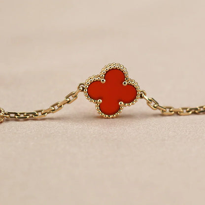 [Super Jewellery] CLOVER 5 MOTIF RED CORNELIAN BRACELET COLLECTION