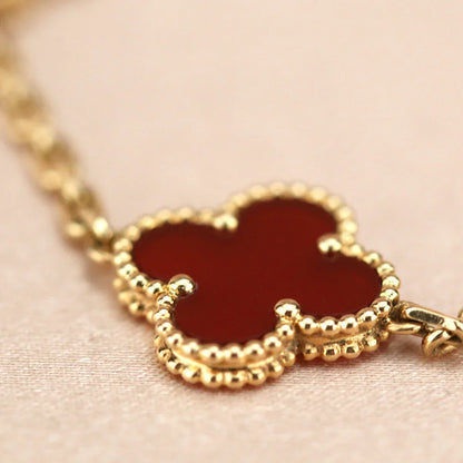 [Super Jewellery] CLOVER 5 MOTIF RED CORNELIAN BRACELET COLLECTION