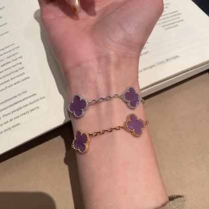 [Super Jewellery]CLOVER  5 MOTIFS  PURPLE VIOLET BRACELET