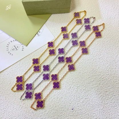 [Super Jewellery]CLOVER 10 MOTIFS  PURPLE VIOLET  NECKLACE