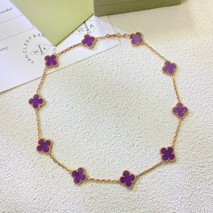 [Super Jewellery]CLOVER 10 MOTIFS  PURPLE VIOLET  NECKLACE