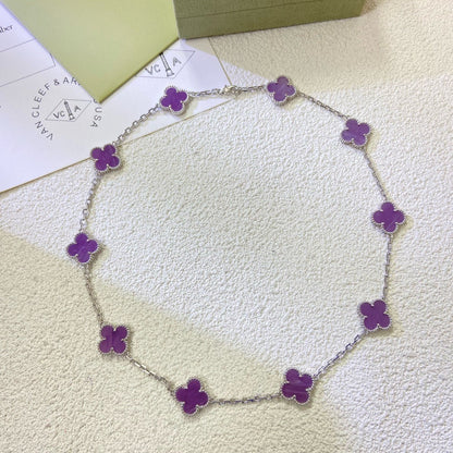 [Super Jewellery]CLOVER 10 MOTIFS  PURPLE VIOLET  NECKLACE