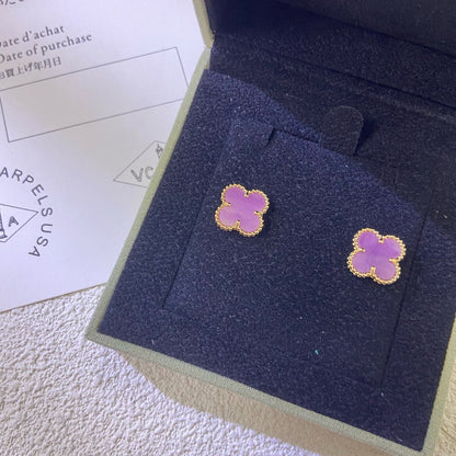 [Super Jewellery]CLOVER MINI 9.5MM  PURPLE VIOLET EARRINGS
