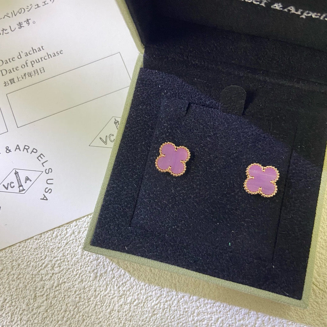 [Super Jewellery]CLOVER MINI 9.5MM  PURPLE VIOLET EARRINGS