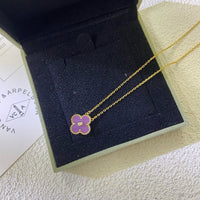 [Super Jewellery]CLOVER 15MM DIAMOND  PURPLE VIOLET NECKLACE