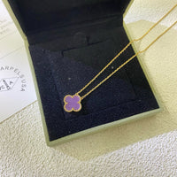 [Super Jewellery]CLOVER 15MM  PURPLE VIOLET NECKLACE