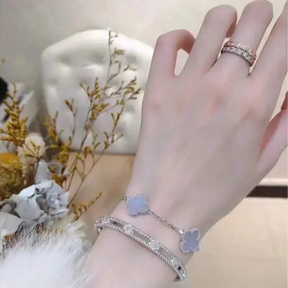 [Super Jewellery] CLOVER 5 MOTIF PURPLE CHALCEDONY BRACELET COLLECTION