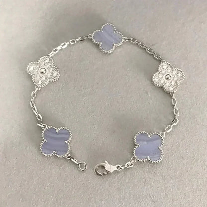 [Super Jewellery] CLOVER 5 MOTIF PURPLE CHALCEDONY BRACELET COLLECTION