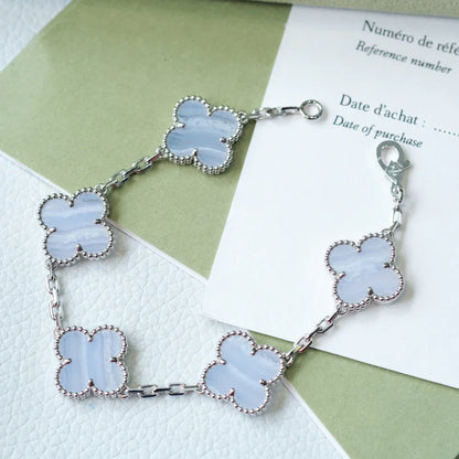 [Super Jewellery] CLOVER 5 MOTIF PURPLE CHALCEDONY BRACELET COLLECTION