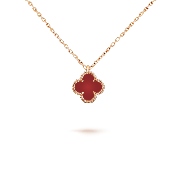 [Super Jewellery]CLOVER MINI 9.5MM WHITE CARNELIANS NECKLACE