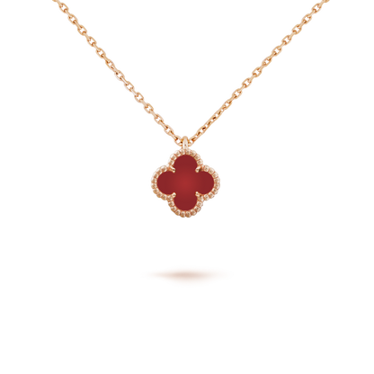 [Super Jewellery]CLOVER MINI 9.5MM WHITE CARNELIANS NECKLACE