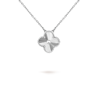 [Super Jewellery]CLOVER 15MM LASER NECKLACE SILVER