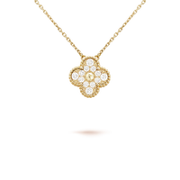 [Super Jewellery]CLOVER 15MM DIAMOND SINGLE FLOWER NECKLACE