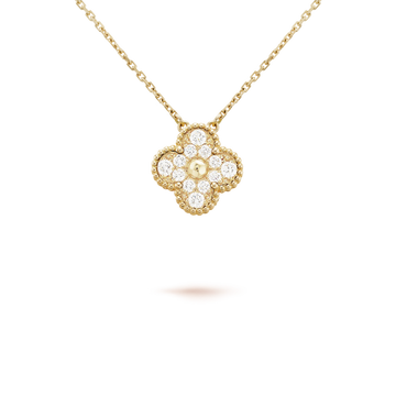 [Super CiCi ]CLOVER 15MM DIAMANT-EINZELBLUMEN-HALSKETTE
