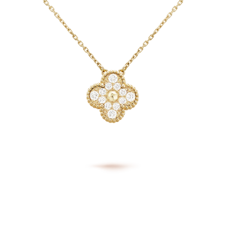 [Super Jewellery]CLOVER 15MM DIAMOND SINGLE FLOWER NECKLACE
