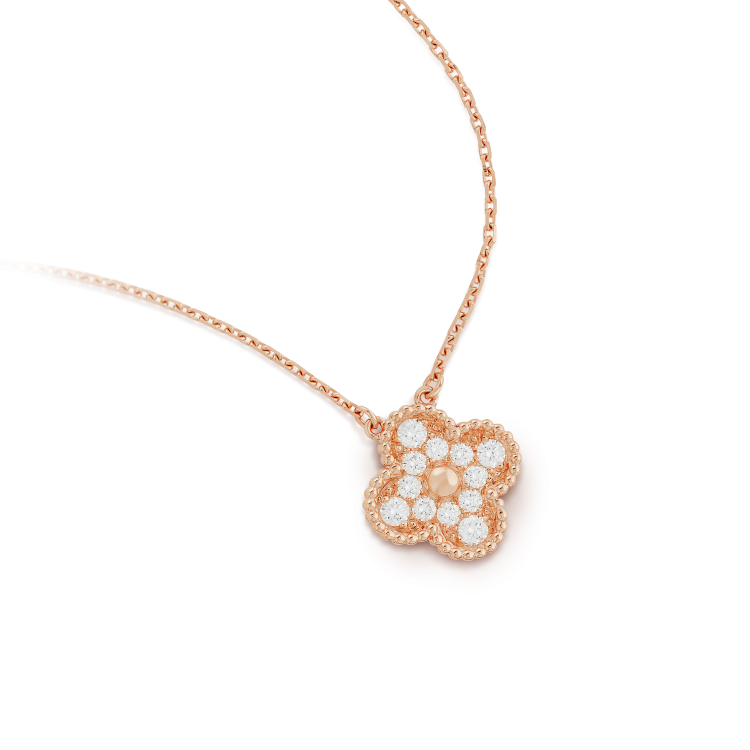 [Super CiCi ]CLOVER 15MM DIAMANT-EINZELBLUMEN-HALSKETTE