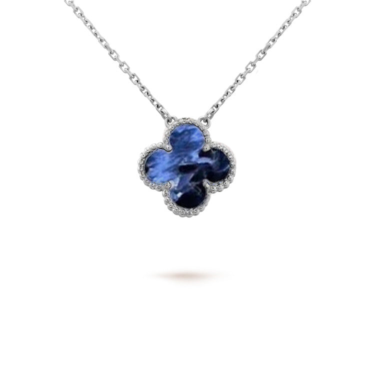 [Super Jewellery]CLOVER 15MM PIETERSITE NECKLACE SILVER