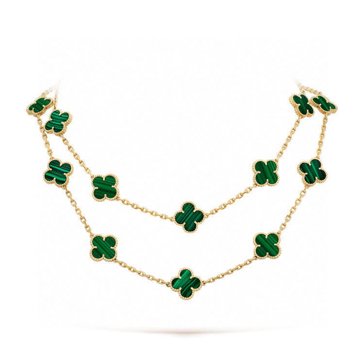 [Super Jewellery]CLOVER 20 MOTIFS MALACHITE GOLD