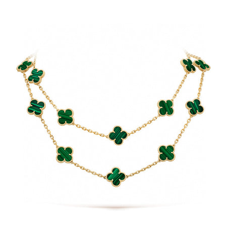 [Super Jewellery]CLOVER 20 MOTIFS MALACHITE GOLD