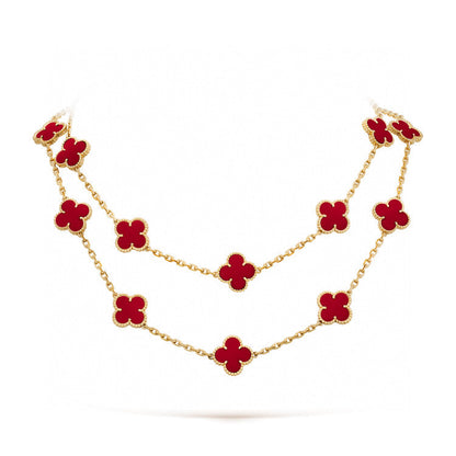 [Super Jewellery]CLOVER 20 MOTIFS CARNELIAN NECKLACE