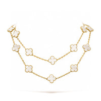 [Super Jewellery]CLOVER 20 MOTIFS WHITE MOP NECKLACE