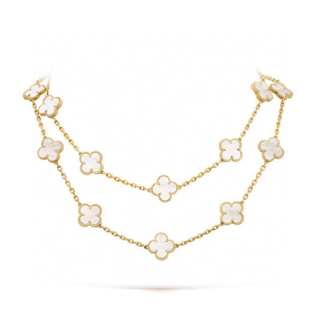 [Super Jewellery]CLOVER 20 MOTIFS WHITE MOP NECKLACE