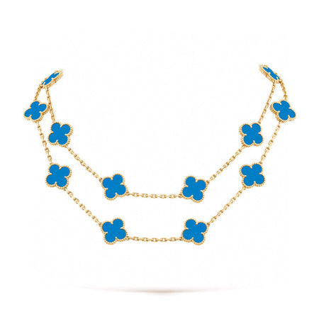 [Super Jewellery]CLOVER 20 MOTIFS BLUE AGATE GOLD