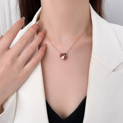 [Super Jewellery]LUCKY  CARNELIANS LADYBUG NECKLACE