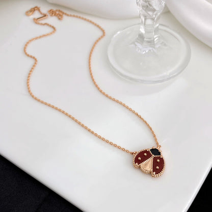 [Super Jewellery]LUCKY  CARNELIANS LADYBUG NECKLACE