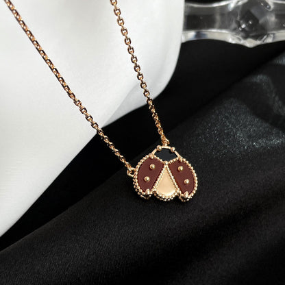 [Super Jewellery]LUCKY  CARNELIANS LADYBUG NECKLACE