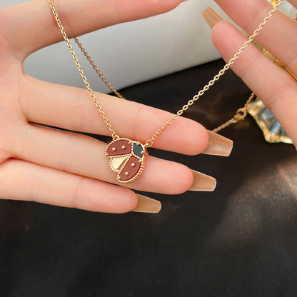 [Super Jewellery]LUCKY  CARNELIANS LADYBUG NECKLACE