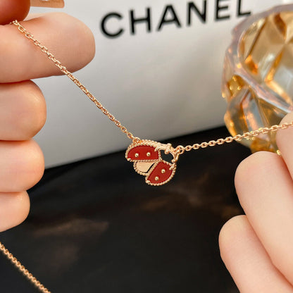 [Super Jewellery]LUCKY  CARNELIANS LADYBUG NECKLACE