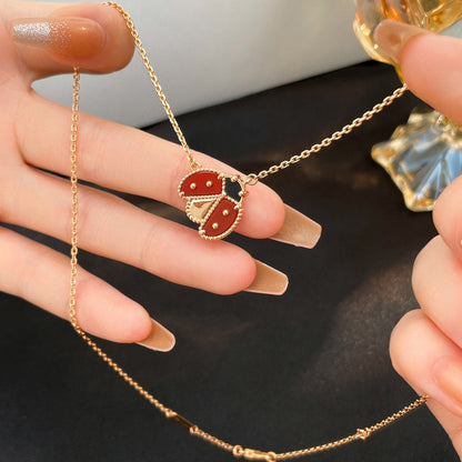 [Super Jewellery]LUCKY  CARNELIANS LADYBUG NECKLACE