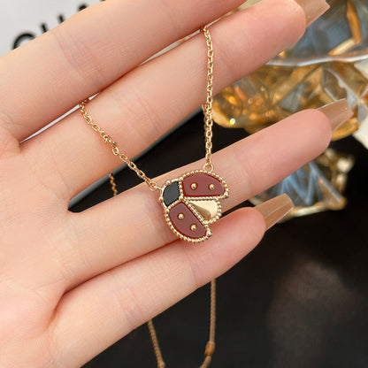 [Super Jewellery]LUCKY  CARNELIANS LADYBUG NECKLACE