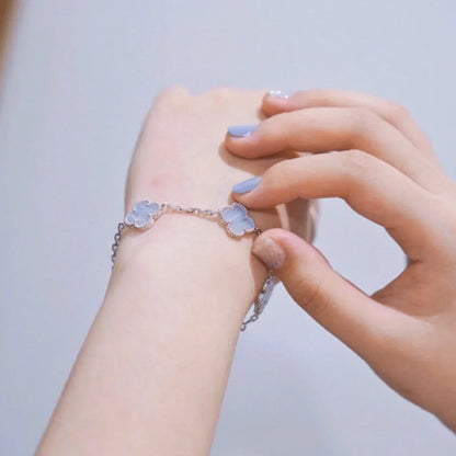 [Super Jewellery] CLOVER 5 MOTIF PURPLE CHALCEDONY BRACELET COLLECTION