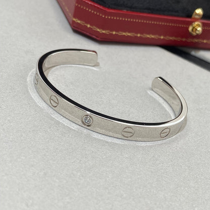 [Super Jewellery]LOVE BRACELET 6.1MM 1 DIAMOND OPEN CUFF