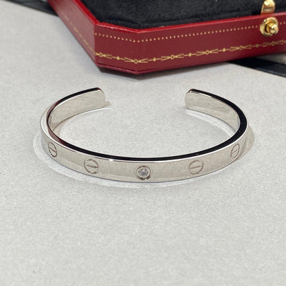 [Super Jewellery]LOVE BRACELET 6.1MM 1 DIAMOND OPEN CUFF