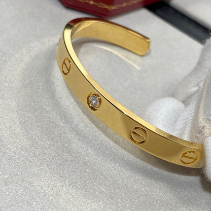 [Super Jewellery]LOVE BRACELET 6.1MM 1 DIAMOND OPEN CUFF