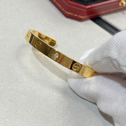 [Super Jewellery]LOVE BRACELET 6.1MM 1 DIAMOND OPEN CUFF