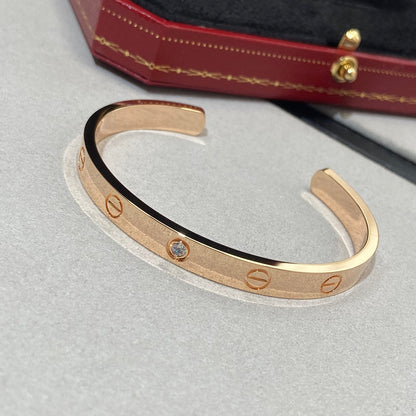 [Super Jewellery]LOVE BRACELET 6.1MM 1 DIAMOND OPEN CUFF