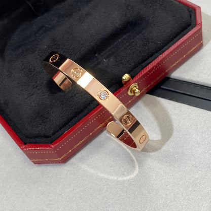 [Super Jewellery]LOVE BRACELET 6.1MM 1 DIAMOND OPEN CUFF