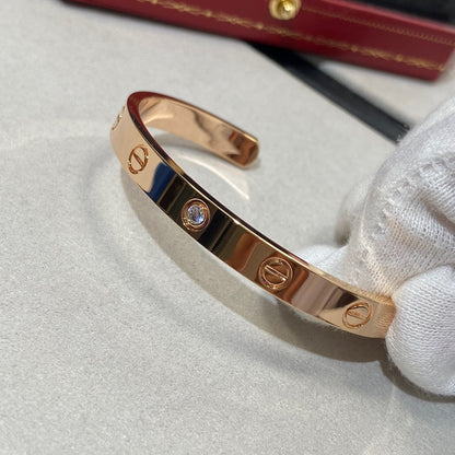[Super Jewellery]LOVE BRACELET 6.1MM 1 DIAMOND OPEN CUFF
