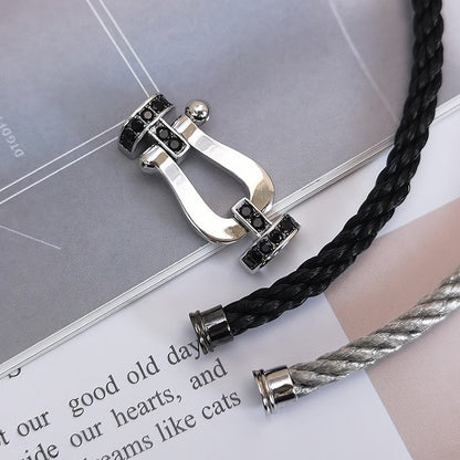 [Super Jewellery]FORCE LARGE HORSESHOE BLACK DIAMOND BRACELET SILVER