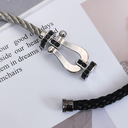 [Super Jewellery]FORCE LARGE HORSESHOE BLACK DIAMOND BRACELET SILVER