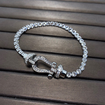 [Super Jewellery]FORCE  LARGE HORSESHOE FULL DIAMOND TENNIS BRACELET