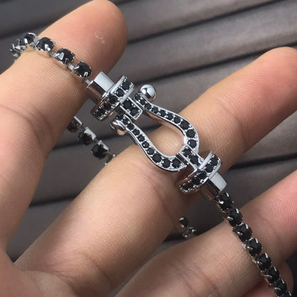 [Super Jewellery]FORCE  LARGE HORSESHOE FULL DIAMOND TENNIS BRACELET