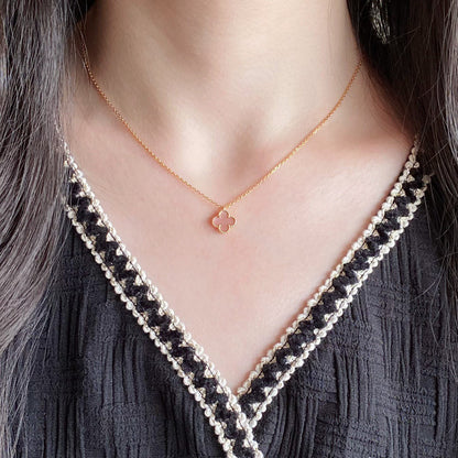 [Super Jewellery]CLOVER 9.5MM PINK MOTHER OF PEARL SINGLE FLOWER NECKLACE