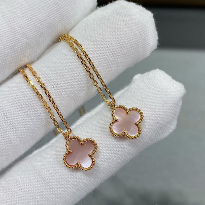 [Super Jewellery]CLOVER 15MM PINK MOTHER-OF-PEARL SINGLE FLOWER NECKLACE