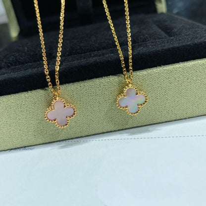 [Super Jewellery]CLOVER 9.5MM PINK MOTHER OF PEARL SINGLE FLOWER NECKLACE