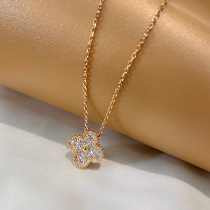 [Super Jewellery]CLOVER 15MM DIAMOND SINGLE FLOWER NECKLACE